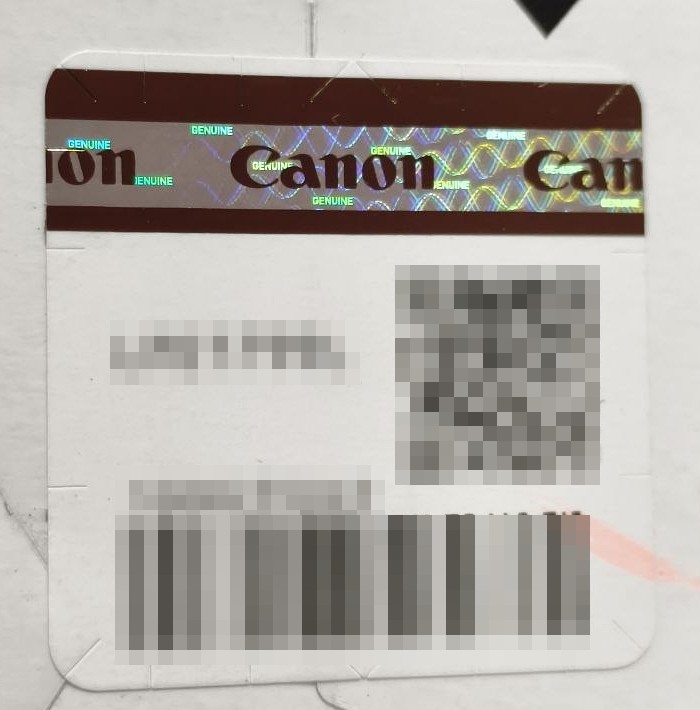 Защитная наклейка Canon с голограммой и QR-кодом